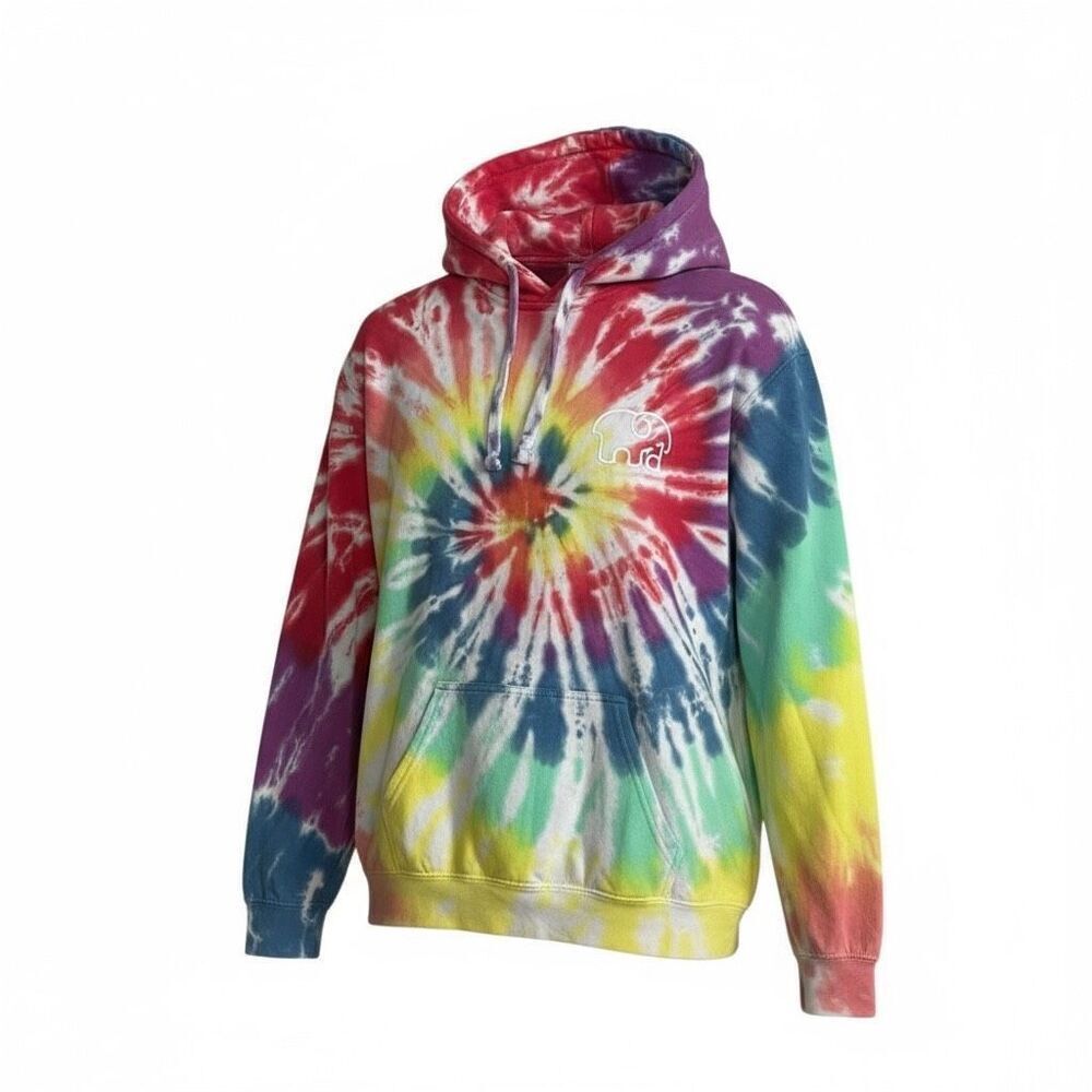 Ivory Ella Rainbow Tie Dye Organic Cotton Pullover Hoodie Multicolor Size Small